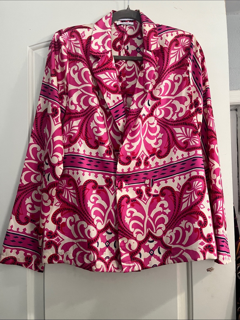 Mango Pink and Cream Printed Button-Front Shirt
